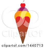 Clipart Of A Waffle Cone Topped With A Cherry Royalty Free Vector Illustration