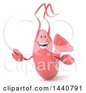Clipart Of A 3d Shrimp On A White Background Royalty Free Illustration
