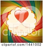 Clipart Of A Paper Valentine Card With Hearts Over Vintage Colorful Swirls Royalty Free Vector Illustration