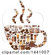 Poster, Art Print Of Steaming Cup Made Of Coffee Icons