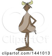 Clipart Of A Cartoon Moose Standing With His Hands In His Pockets Royalty Free Vector Illustration