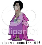 Poster, Art Print Of Cartoon Chubby Black Woman In A Robe Holding A Cup Of Morning Coffee