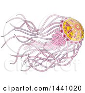 Clipart Of A Cartoon Beautiful Jellyfish Royalty Free Vector Illustration