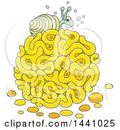 Clipart Of A Cartoon Sea Snail On Coral Royalty Free Vector Illustration