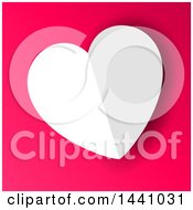 Poster, Art Print Of Folded White Paper Heart Valentine On Pink