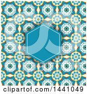 Poster, Art Print Of Blue Frame And Text Space Patterned Invitation Background
