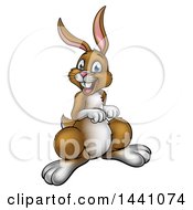 Clipart Of A Happy Brown Bunny Rabbit Royalty Free Vector Illustration