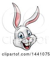 Poster, Art Print Of Cartoon Happy White Easter Bunny Rabbit Face
