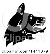 Poster, Art Print Of Black And White Profiled German Shepherd Dog Face