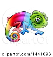 Clipart Of A Cartoon Happy Rainbow Chameleon Lizard Royalty Free Vector Illustration by AtStockIllustration