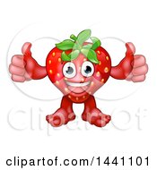 Poster, Art Print Of Happy Strawberry Mascot Giving Two Thumbs Up