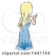 Clipart Of A Cartoon Rear View Of A Blond Bubble Fairy Royalty Free Vector Illustration