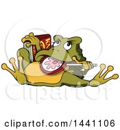 Poster, Art Print Of Cartoon Toad Eating A Lollipop And Holding A Book