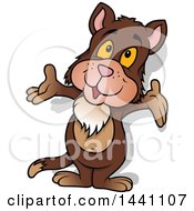 Poster, Art Print Of Cartoon Brown Cat Welcoming