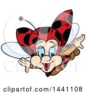 Clipart Of A Cartoon Happy Flying Ladybug Royalty Free Vector Illustration by dero