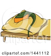 Poster, Art Print Of Cartoon Hat Resting On A Bed Pillow