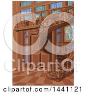 Poster, Art Print Of Spiral Staircase And Library Interior