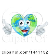 Happy Heart Shaped Earth Globe Character Giving Two Thumbs Up