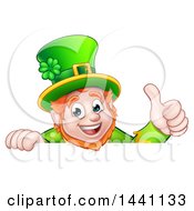 Poster, Art Print Of Happy St Patricks Day Leprechaun Giving A Thumb Up Over A Sign