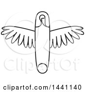 Clipart Of A Black And White Winged Safety Pin Royalty Free Vector Illustration