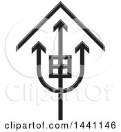 Clipart Of A Black And White Trident House Icon Royalty Free Vector Illustration by Lal Perera