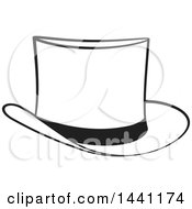 Clipart Of A Black And White Top Hat Royalty Free Vector Illustration