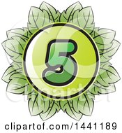 Clipart Of A Green Leaf Number 5 Icon Royalty Free Vector Illustration by Lal Perera