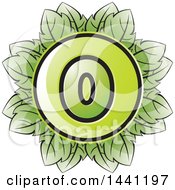 Clipart Of A Green Leaf Number 0 Icon Royalty Free Vector Illustration by Lal Perera