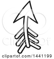 Clipart Of A Black And White Lineart Arrow Royalty Free Vector Illustration