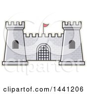 Poster, Art Print Of Gray Brick Fortress Outlined In Tan