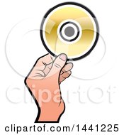 Clipart Of A Hand Holding A Cd Or Dvd Royalty Free Vector Illustration