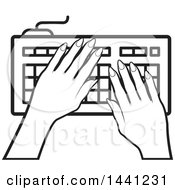 Poster, Art Print Of Black And White Hands Typing On A Computer Keyboard Icon