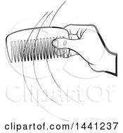 Poster, Art Print Of Black And White Hand Holding A Comb With Strands Of Hair