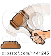 Clipart Of A Hand Banging A Judge Or Auction Gavel Royalty Free Vector Illustration by Lal Perera