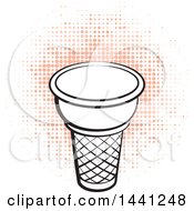 Poster, Art Print Of Black And White Waffle Cone Over Orange Halftone