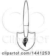 Clipart Of A Black And White Paintbrush And Shovel Icon Royalty Free Vector Illustration