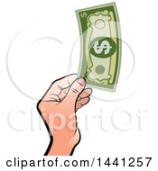 Clipart Of A Hand Holding Cash Royalty Free Vector Illustration by Lal Perera