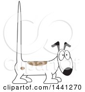 Clipart Of A Cartoon White And Brown Dog With A Long Tall Tail Royalty Free Vector Illustration by Johnny Sajem