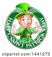 Poster, Art Print Of Cartoon Friendly Leprechaun Giving Two Thumbs Up In A Happy Saint Patricks Day Greeting Circle