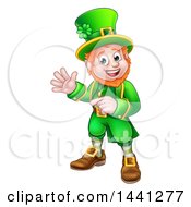 Poster, Art Print Of Cartoon Friendly St Patricks Day Leprechaun Waving And Pointing