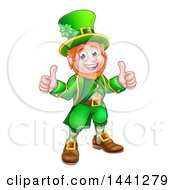 Poster, Art Print Of Cartoon Friendly St Patricks Day Leprechaun Holding Up Two Thumbs