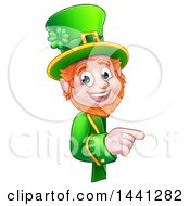 Poster, Art Print Of Cartoon Friendly St Patricks Day Leprechaun Pointing Around A Sign