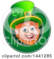 Poster, Art Print Of Cartoon Friendly St Patricks Day Leprechaun Face In A Green Circle
