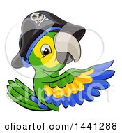 Poster, Art Print Of Green Macaw Pirate Parrot Pointing Around A Sign