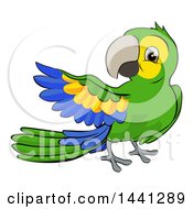 Poster, Art Print Of Cartoon Green Macaw Parrot Presenting