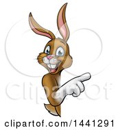 Poster, Art Print Of Happy Brown Bunny Rabbit Pointing Around A Sign