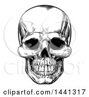 Poster, Art Print Of Black And White Woodcut Etched Or Engraved Skull