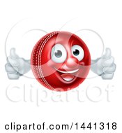 Poster, Art Print Of 3d Happy Cricket Ball Mascot Character Giving Two Thumbs Up