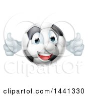 Poster, Art Print Of Cartoon Happy Soccer Ball Mascot Giving Two Thumbs Up
