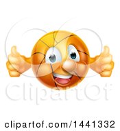 Poster, Art Print Of Cartoon Happy Basketball Character Holding Two Thumbs Up